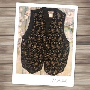 Vintage Bonkers Gold Stitching Floral Vest